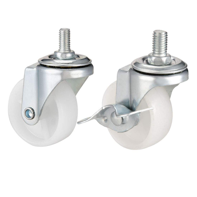  [AUSTRALIA] - uxcell 2 Inch Swivel Caster Wheels PP 360 Degree Threaded Stem Caster Wheel M8 x 15mm, 198lb Total Load Capacity, Pack of 4(2 Brake,2 No Brake)