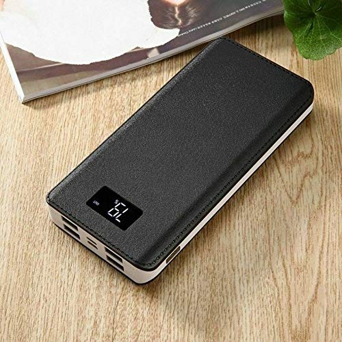 50000mAh 4 USB External Power Bank Battery Pack Portable LCD LED Universal Charger Compatible with iPhone, Samsung Galaxy and for All Other Cell Phone Models (Black + White) Black + White - LeoForward Australia