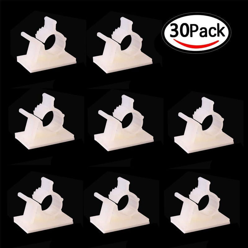  [AUSTRALIA] - 30 Pieces White Cable Clips Viaky Adjustable Self-Adhesive Nylon Wire Clips Cable Management Drop Wire Holder 30white