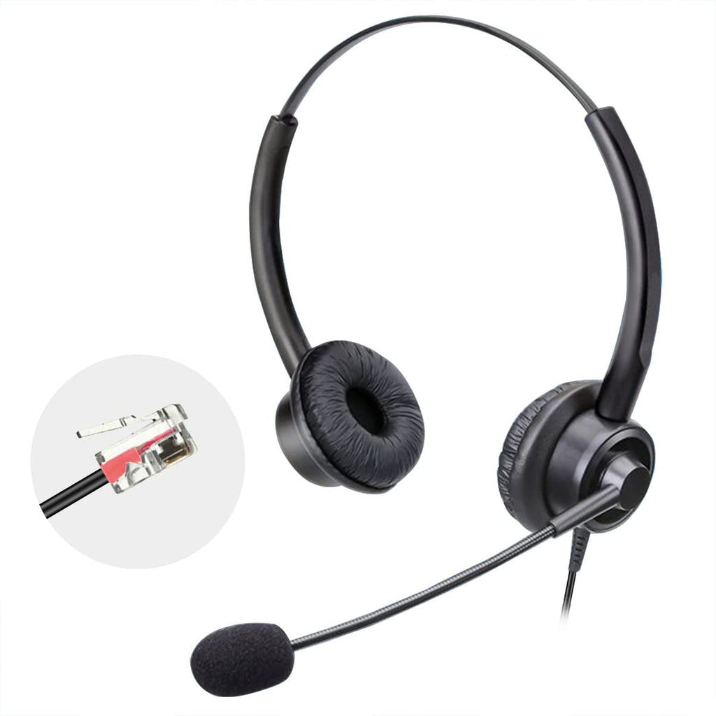 [AUSTRALIA] - RJ9 Phone Headset for Office Phone with Noise Cancelling Microphone, Binaural Telephone Headsets Work for Yealink T21P T23G T27G T29G T33G T41P T41S T46S T46G T48S T53W Avaya 9608 9611 9630 J169 J179 Black