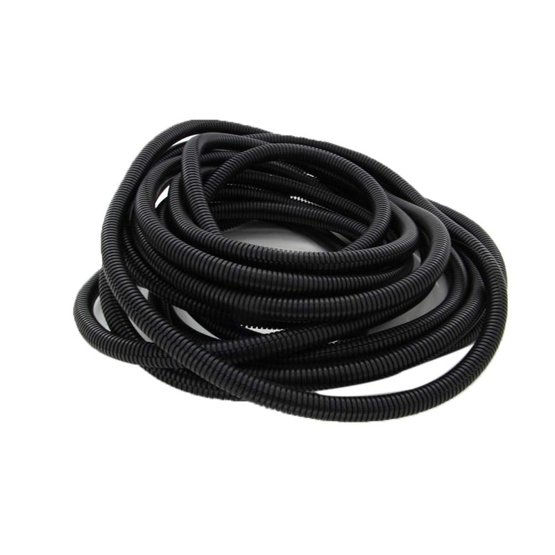  [AUSTRALIA] - Bettomshin 1Pcs 16.4Ft Length 0.47Inch ID Corrugated Tube, Wire Conduit, Split Flexible Bellows Tube Pipe Polypropylene PP for Cord Management Fixed Black