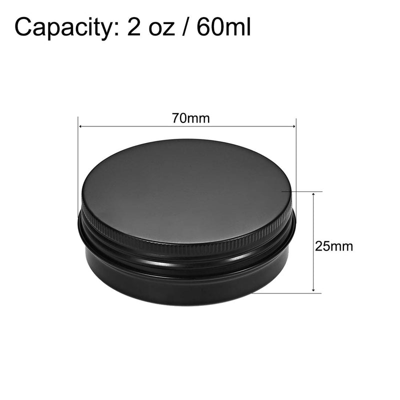  [AUSTRALIA] - uxcell 2 oz Round Aluminum Cans Tin Can Screw Top Metal Lid Containers for Crafts, Cosmetic, Candies Black 60ml 6pcs