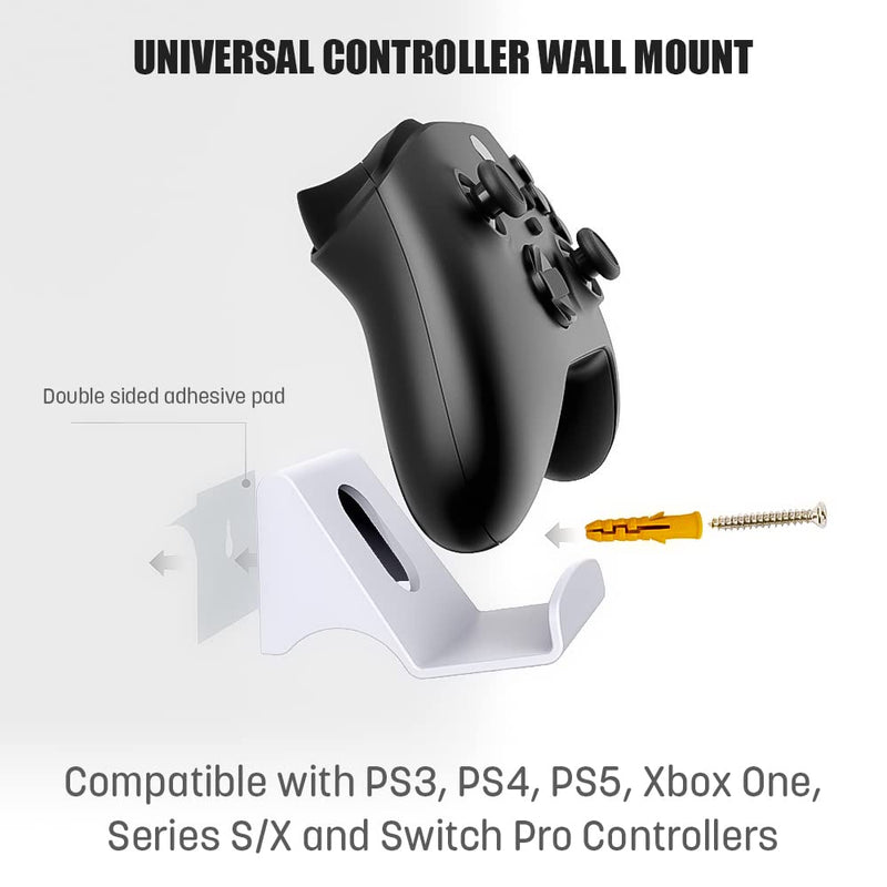  [AUSTRALIA] - ADZ Game Case Shelf and Controller Wall Mount Holders, Wall Mounted Video Game Organizer Stand for PS5, PS4, PS3, Xbox One & Xbox Series X Games, Controllers and Headphones. White