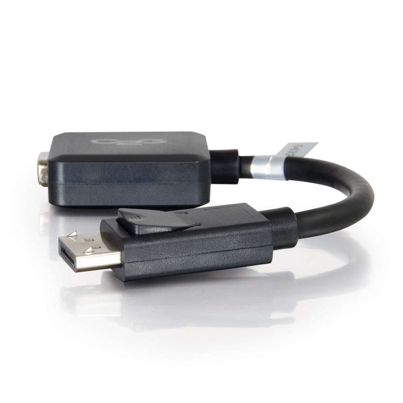 C2G Mini Display Port Cable, Display Port to VGA, Male to Female, Black, 8 inches, Cables to Go 54323 DisplayPort To VGA - 8 Inches - LeoForward Australia