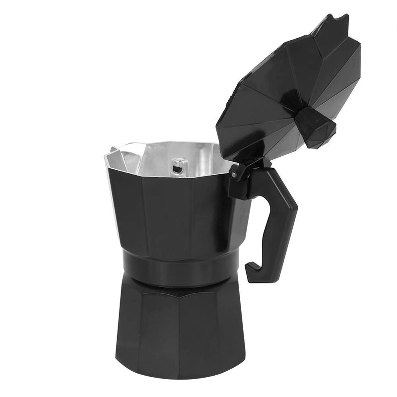  [AUSTRALIA] - Stovetop Espresso Maker Moka Pot, 150ml 3Cup Aluminum Coffee Maker Pot Moka Italian Espresso Greca Coffee Brewer Percolator(Black) Black