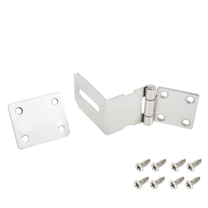  [AUSTRALIA] - Rannb 2pcs Right Angle Padlock Latch Hasp 4 Inch 90 Degree Stainless Steel Door Hasp Latch