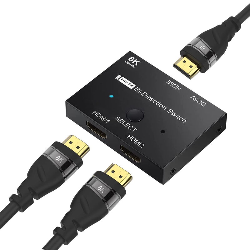  [AUSTRALIA] - CABLEDECONN HDMI 2.1 Ultra 8K HD Bi-Directional Switch 8K@60Hz 4K@120Hz 1in 2out 2in 1out High Speed 48Gbps Splitter(Singal Display) Converter with One 8K HDMI Cable Compatible with Xbox X PS5