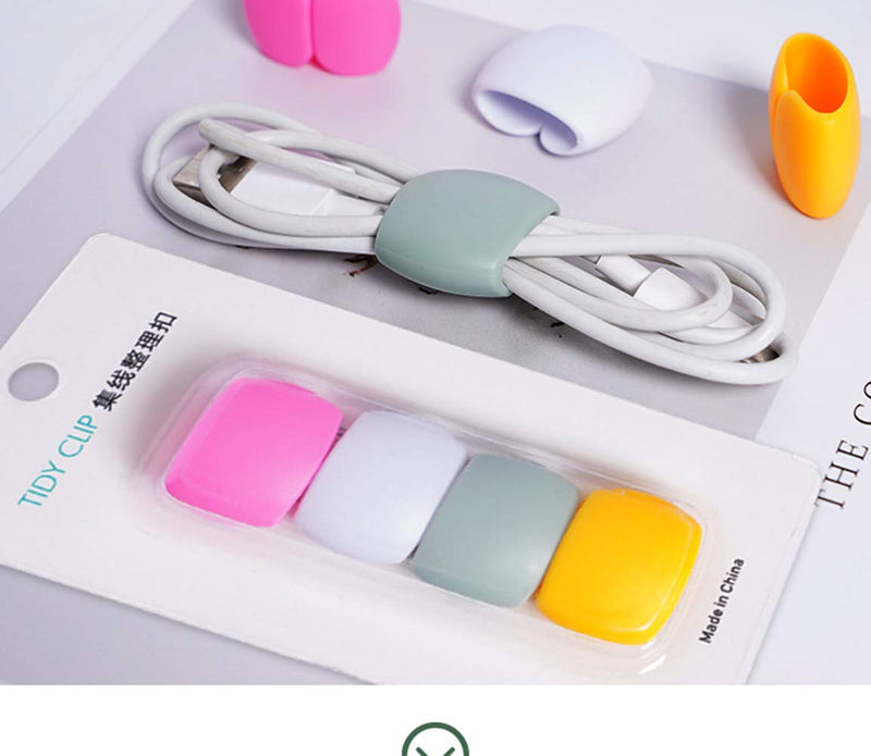  [AUSTRALIA] - 4Pcs Reusable Silicone Cord Organizer, Headphone Earphone Cable Organizer Cord Management Wrap Winder Headphone Cable Winder, Phone Charger Wire Clips for Business Travel