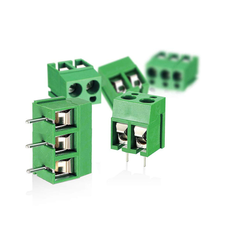  [AUSTRALIA] - YIXISI 100 pieces 5 mm 2 pin / 3 pin PCB mount screw terminal block, screw terminal connector, for Arduino (2 pin-80, 3 pin-20) green 2P + 3P