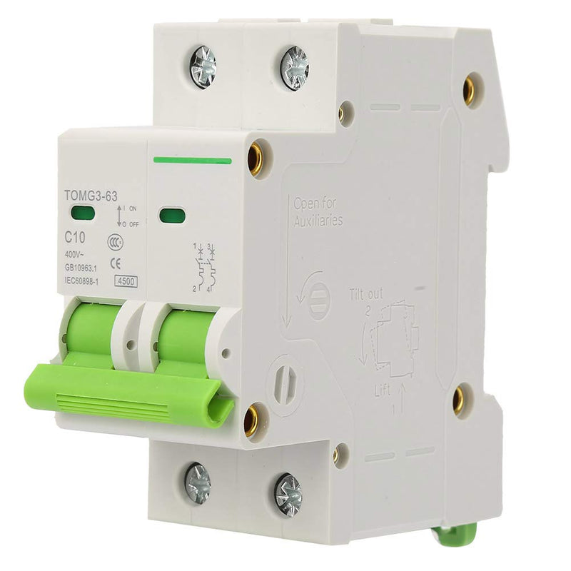  [AUSTRALIA] - Circuit Breaker, 2 Pin Battery Breaker Protector for Solar PV Systems, Thermal Magnetic Trip, DIN Rail Mount, AC Isolator Switch(10A)