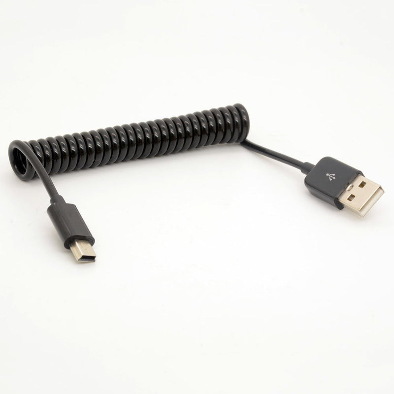  [AUSTRALIA] - BSHTU Mini USB Cable Spiral Coiled USB 2.0-A to Mini-B 5-Pin Data Sync & Charger Lead Connector 1M (1 Meter) 1 Meter
