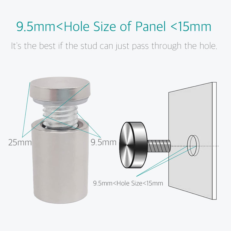  [AUSTRALIA] - 1 x 1-5/8 Inch Standoff Hardware for Plexiglass - Lantee 12 Pcs Stainless Steel Glass Sign Standoff Mounts Screws 25x40mm 1" x 1-5/8" / 25 x 40mm