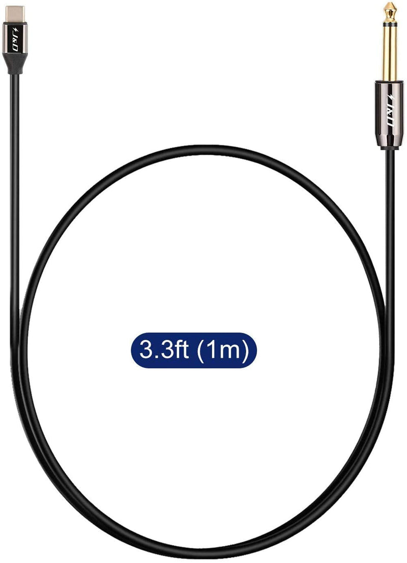 [AUSTRALIA] - J&D USB-C to 6.35mm 1/4 inch TS Audio Cable, Gold Plated USB Type C to 6.35mm 1/4 inch Male TS Mono Interconnect PVC Shelled Aux Adapter Cable, 3.3 Feet