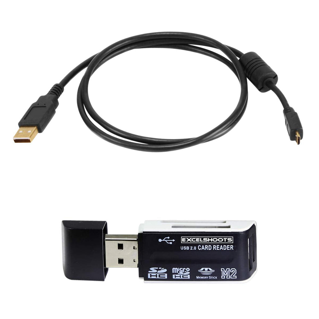  [AUSTRALIA] - Excelshoots USB Works for Canon EOS M50 Mirrorless Camera, USB Computer Cord/Cable for Canon EOS M50 Mirrorless Camera + Card Reader