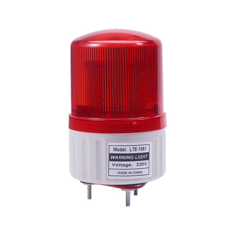  [AUSTRALIA] - Othmro 1Pcs TB-1081 220V 2W Warning Light, Industrial Signal Light Tower Lamp, Column LED Alarm Round Tower Light Indicator Continuous Light Plastic Electronic Part Rotate for Workstation No Sound Red
