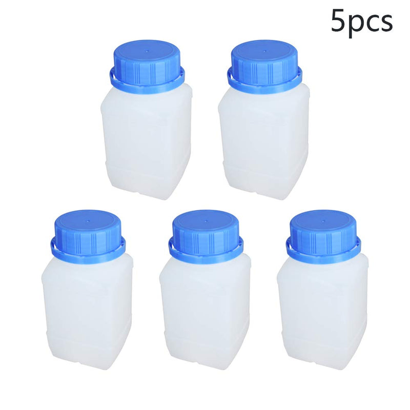  [AUSTRALIA] - Othmro 5pcs Plastic Lab Chemical Reagent Bottles, 250ml/8.5oz Wide Mouth Liquid/Solid Square Sample Storage Container Sealing Bottles with Anti-theft Cap Blue 5pcs 250ml translucent