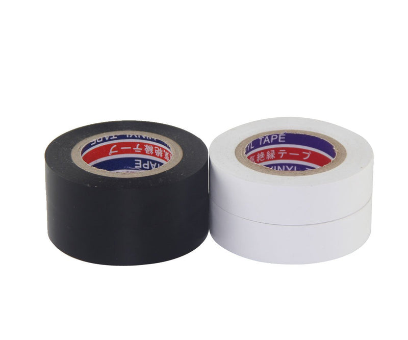  [AUSTRALIA] - FOMMEN Color Guard Tape 4 Pack PVC Electrical Glue Tape, 66 Feet 0.7 Inch Black and White Insulation Tape