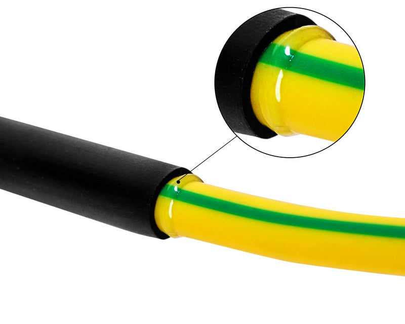 [AUSTRALIA] - Ginsco 270Pcs 3:1 Shrink Ratio Dual Wall Adhesive Lined Heat Shrink Tubing Tube 6 Size: 3/8",1/4",3/16",1/8",3/32",1/16", 2 Color KIT Black Red 270