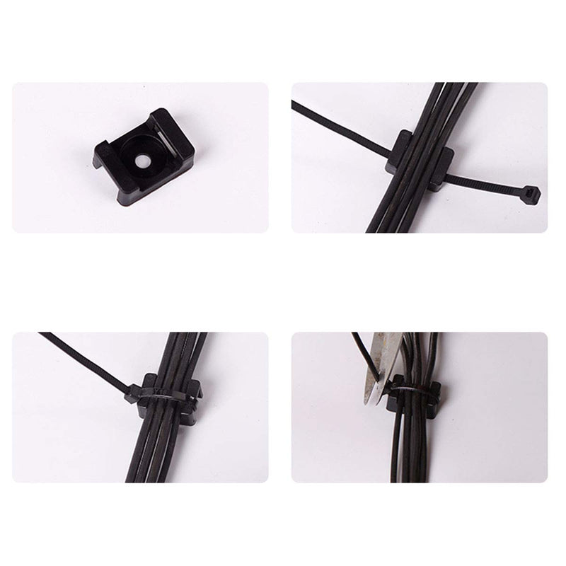  [AUSTRALIA] - E-outstanding 100-Pack Black 4.5mm Width Cable Tie Saddle Type Mount Base Wires Holder Plastic Cord Management