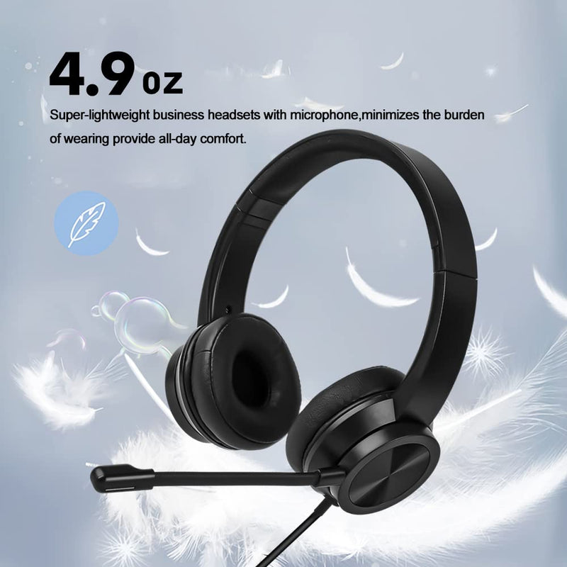  [AUSTRALIA] - USB Headset with Microphone Noise Cancelling for PC, Olyre Comfort Stereo On-Ear Headphones with Volume Controls 3.5mm Wired Headset for Cell Phone Computer Laptop Skype Webinar Zoom Home Office