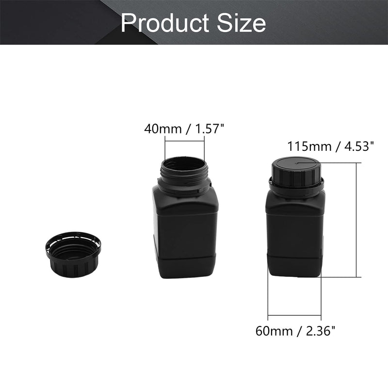  [AUSTRALIA] - Othmro 1pcs Plastic Lab Chemical Reagent Bottles, 250ml/8.45oz 40mmx115mm(IDxH) Solid Square Sample Storage Container Sealing Bottles Black with Anti-theft Cap 1pcs 250ml black