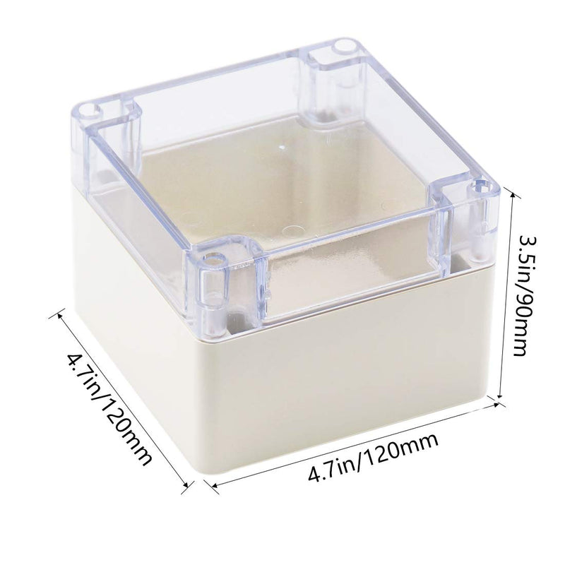  [AUSTRALIA] - Zulkit Junction Box ABS Plastic Dustproof Waterproof IP65 Universal Electrical Boxes Project Enclosure Grey with Clear Cover 4.7 x 4.7 x 3.5 inch (120 x 120 x 90mm) 4.7"x4.7"x3.5"