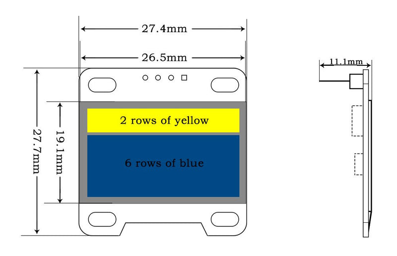  [AUSTRALIA] - UCTRONICS 0.96 Inch OLED Module 12864 128x64 Yellow Blue SSD1306 Driver I2C Serial Self-Luminous Display Board for Arduino Raspberry Pi Pico