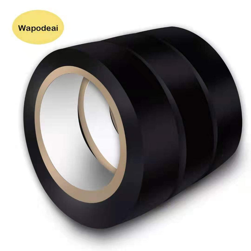  [AUSTRALIA] - Wapodeai 3PCS Electrical Tape, Flame Retardant Indoor Outdoor High Temperature Resistance Electric Tape, Premium Black Waterproof Tape, 0.62 in X 49 ft