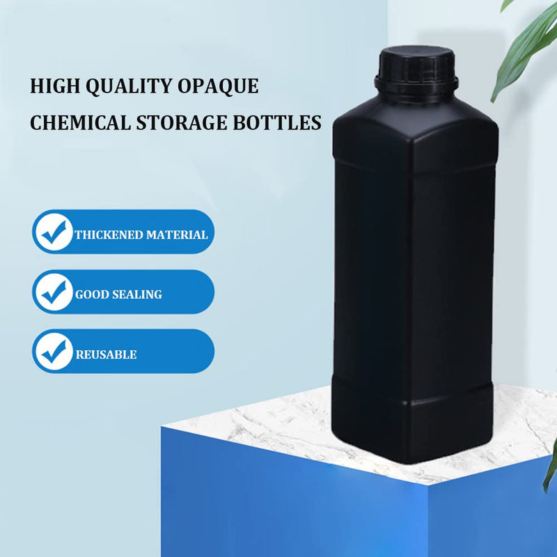  [AUSTRALIA] - 3x1L HDPE Darkroom Chemical Storage Bottles Square Liquid Container Bottle Anti Oxidation Storage Film Photo Developing Processing Equipment with Label,Black