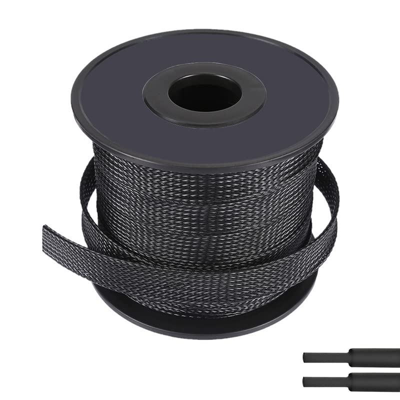  [AUSTRALIA] - PET Expandable Braided Sleeving Wire Loom 3/4 Inch Cable Wrap Cable Sleeve Wire Protector Sleeve Tubing 100Feet, Black 3/4''-100Feet Pure Black