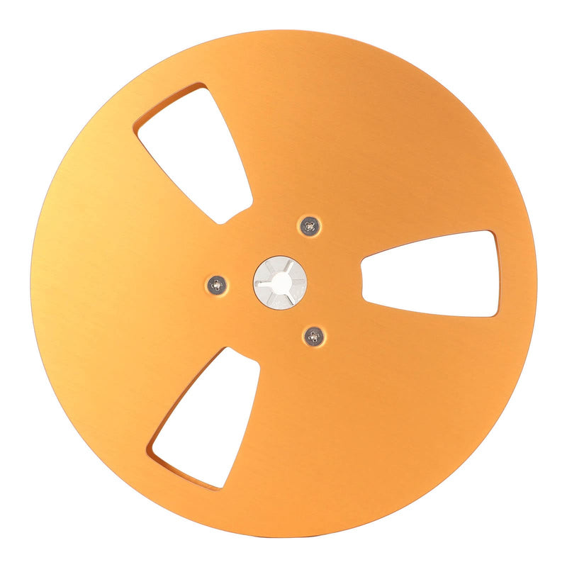  [AUSTRALIA] - 7 Inch 1/4 Empty Take Up Reel to Reel Small Hub, Universal 3 Holes Open Reel Audio Tape Empty Reel Aluminum Opening Machine Part Takeup Reel (Gold) Gold