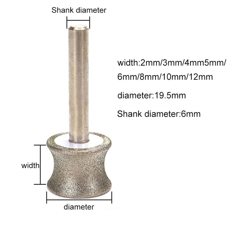  [AUSTRALIA] - BAINUO 2mm Concave Diamond Grinding Burr Drill Bit Mounted Point Kit 1/4 Inch Shank Polishing Rotary Tools for Bracelet Ring Jade Carving Fine Polishing Grit 400