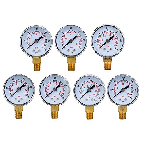  [AUSTRALIA] - Mechanical Pressure Gauge Pressure Gauge Measuring Tool 1/8inch BSPT Base Connection for Air Oil Water Measurement (0-60psi, 0-4bar)