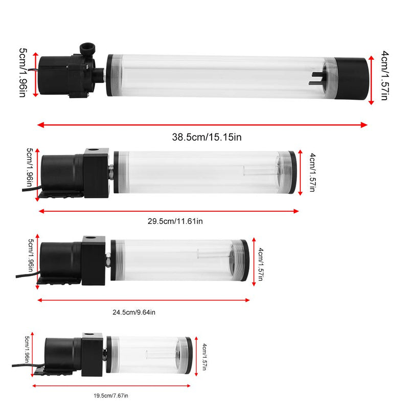  [AUSTRALIA] - Diyeeni 19W 12v CPU Water Cooling Pumpe Reservoir DIY Combo, 800L/H Water Pump, G 1/4" Thread Port, PC CPU Water Cooling System Heat Exchanger Tool, Transparent Acrylic Material, Easy Install(210mm) 210mm