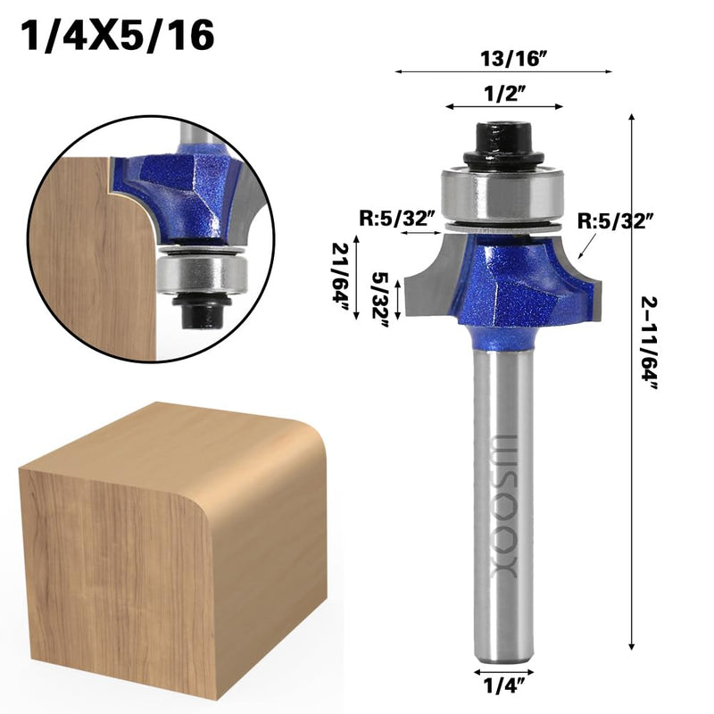  [AUSTRALIA] - WSOOX 4 piece rounding cutter standard cutter set for wood with 6mm shank, cutter for router set