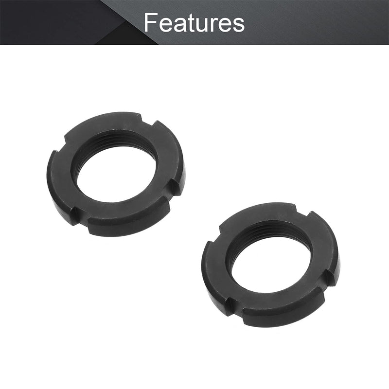  [AUSTRALIA] - MroMax M25x10mm Retaining Slotted Round Nuts,Carbon Steel 4-Slot Spanner Nut for Roller Bearing Pump Valve Black 2Pcsb