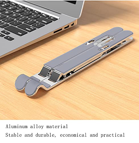  [AUSTRALIA] - Laptop Stand for Desk Tablets Stand E-Book Stand 7-Angle Adjustable Aluminum Foldable Laptop Stand Portable and Easy to Carry Compatible with Almost All laptops Silver Cover Anti-Scratch Silicone