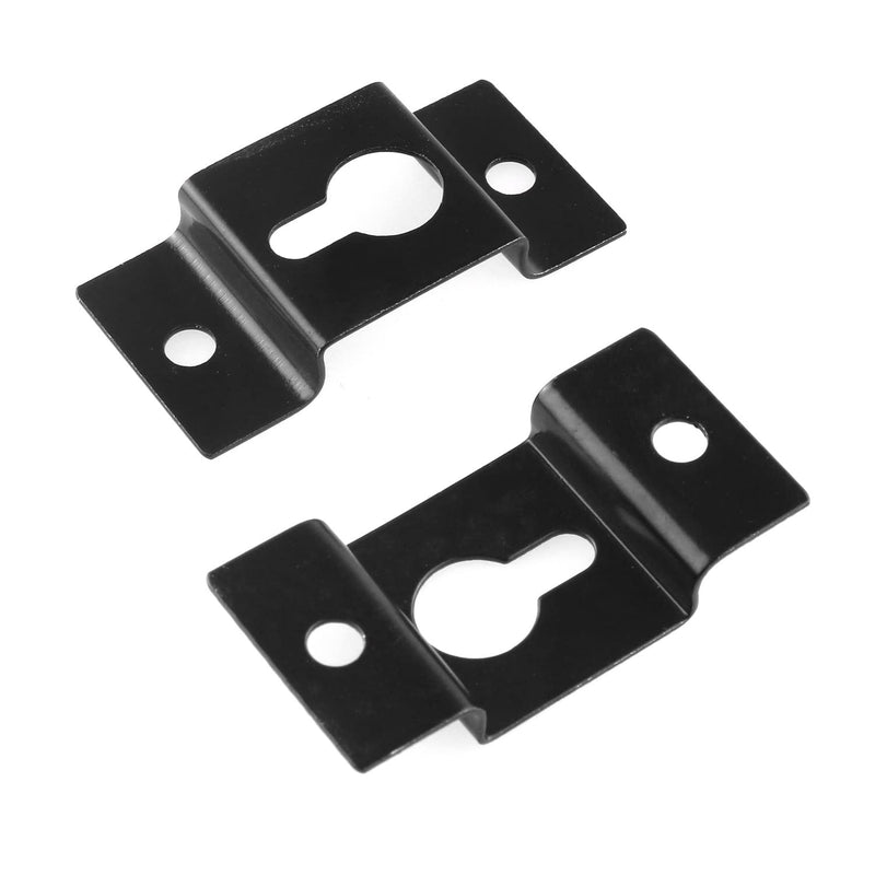  [AUSTRALIA] - DGZZI Hanging Speaker Bracket 4PCS Black Wall Mount Iron Hook Hanger Plate Connectors with Mounting Screws for Surround Sound Box Audio Speaker Keyhole Hanger