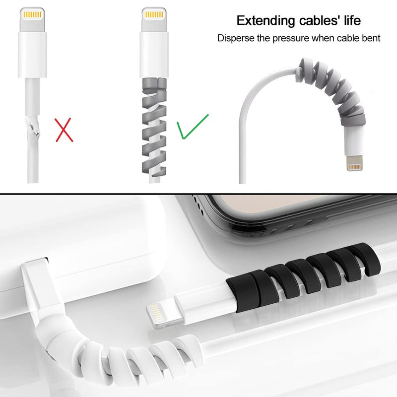  [AUSTRALIA] - Fanoshon 35 PCS Charging Cable Protectors Charger Cord Savers for iPhone Cables, Spiral Silicone USB Cable Ends Markers Covers for Most Cellphone and Tablet Data Lines (with 4 pcs Desk Cable Drops)
