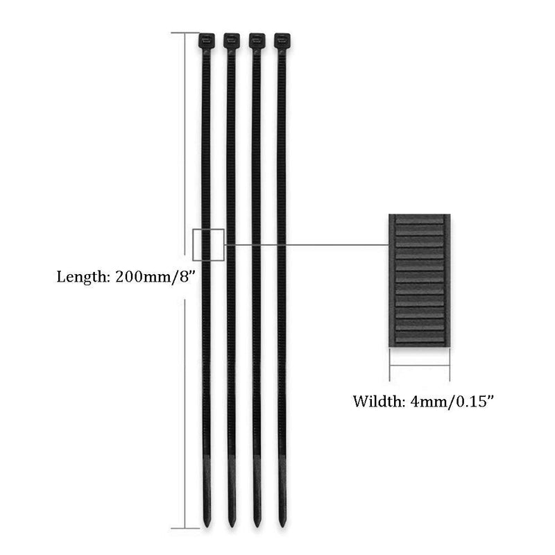  [AUSTRALIA] - 4x200MM Self Locking Nylon Cable Ties, 8” Standard Zip Tie Wire Strap Fastener, 500Pcs