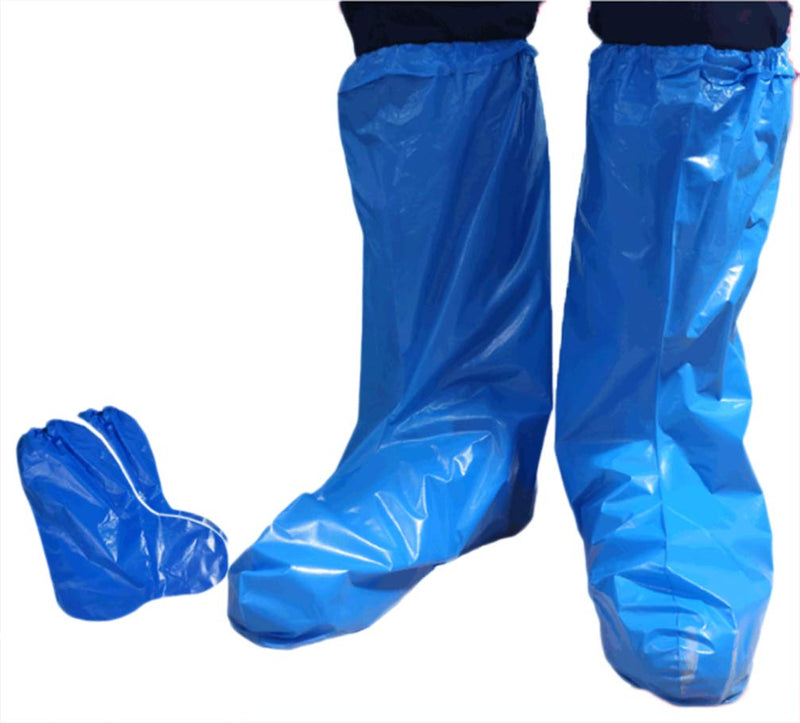  [AUSTRALIA] - 5 Pairs Thicken Long Disposable Shoe Cover Waterproof Rainy Day Boot Cover Non-slip Plastic Foot Cover (elastic, blue) elastic