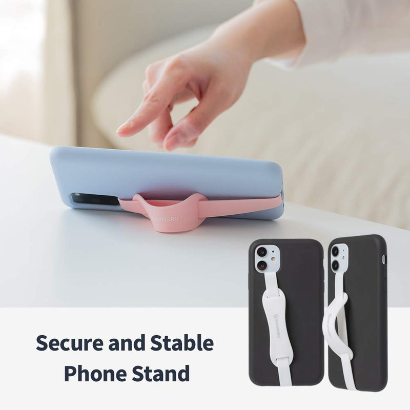  [AUSTRALIA] - Sinjimoru Universal Silicone Phone Finger Grip, Cell Phone Grip Holder with Stretching Loops, for Phone Kickstand on iPhone Cases. Sinji Loop Stand Pink Basic - Pink