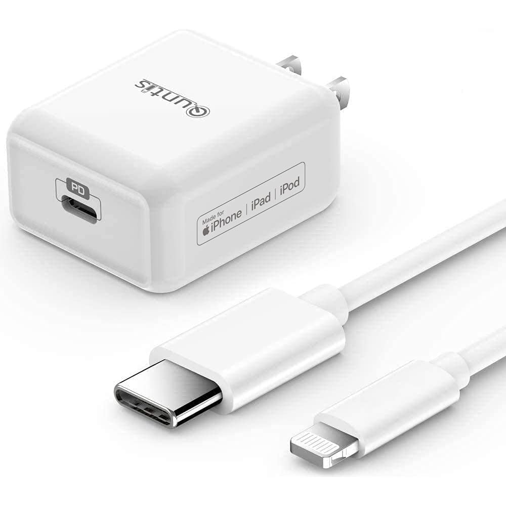  [AUSTRALIA] - Quntis iPhone Fast Charger [MFi Certified], 20W iPhone High Speed Charger Type C Rapid Charger Plug with 6FT USB C to Lightning Cable for iPhone 14 13 Mini Pro Max 12 11 XS XR X iPad AirPods, White 1Pack