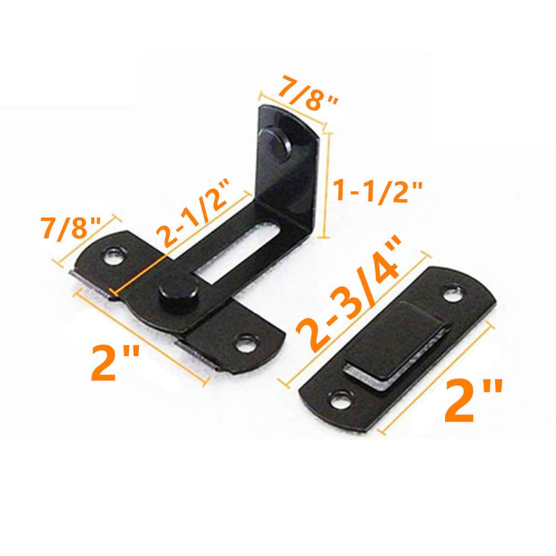 [AUSTRALIA] - Flip Door Sliding Latch,90 Degree Stainless Steel Latch,Safety Sliding Barn Door Lock,Latch Lock,Right Angle Curved Door,Prevent Corrosions 1 Black