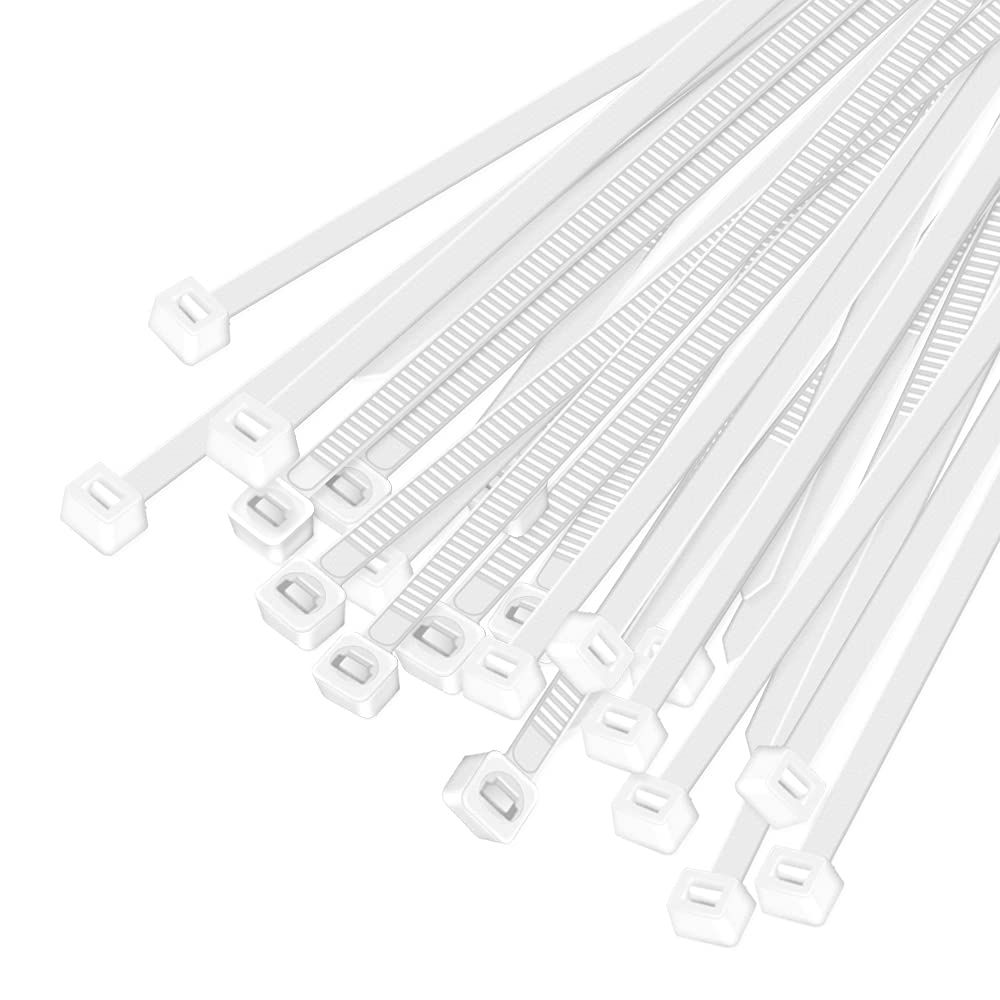  [AUSTRALIA] - 100 PCS 12 Inch Cable Zip Ties White Heavy Duty, Premium Plastic Wire Ties Clear with 50 Pounds Tensile Strength, Self-Locking Nylon White Zip Ties for Indoor and Outdoor 12 Inch (100 PCS)