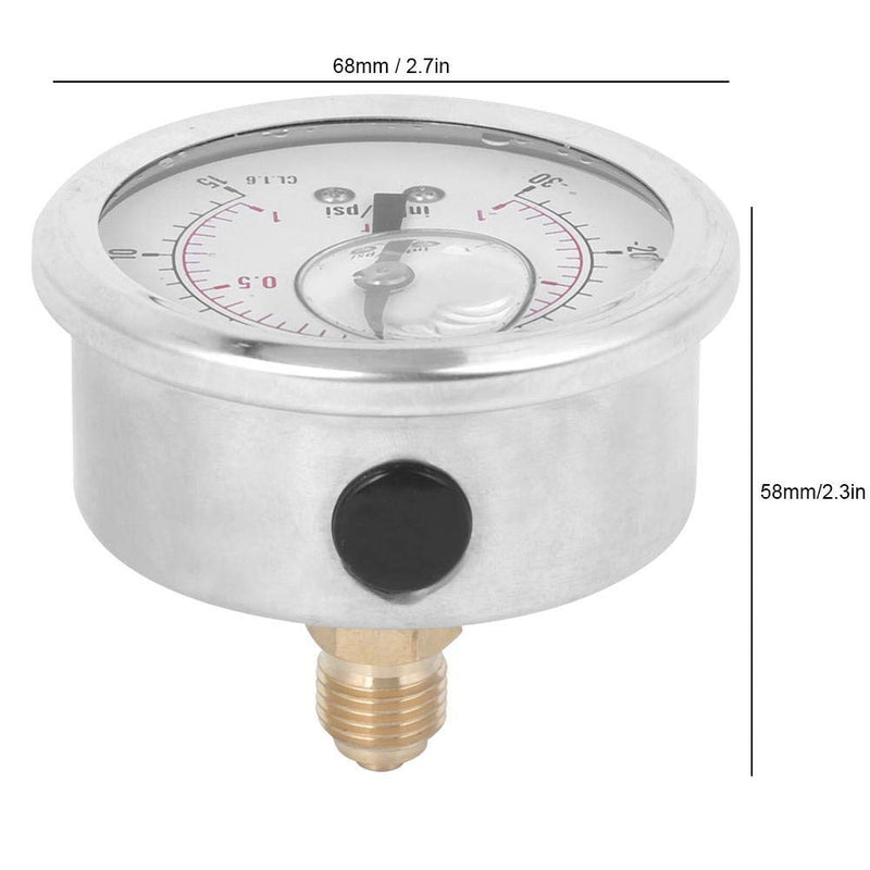  [AUSTRALIA] - Dual Scale Pressure Gauge 1/4 BSP Back Mount Pressure Gauge Radial Oil Filled Vacuum Pressure Gauge