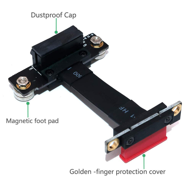  [AUSTRALIA] - High Quality PCI-e PCI Express 36PIN 1X Extension Cable (Dual Vertical 90 Degrees Direction) with Magnetic Foot