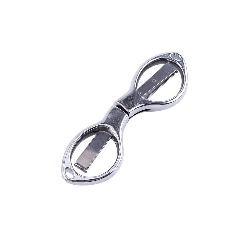  [AUSTRALIA] - Mini Folding Scissors Stainless Steel Cutter with Keyring Hole Glassess Shaped Scissors for Travel/ School/Office/Crafts/Home/Camping/ Manual Working(sliver)