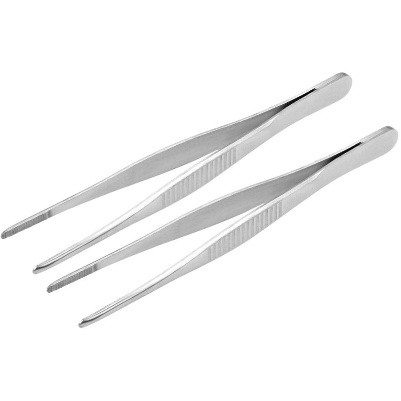  [AUSTRALIA] - VictorsHome 5 Inch Stainless Steel Tweezers with Straight Serrated Tip Multipurpose Forceps for Craft Repairing 2 Pack