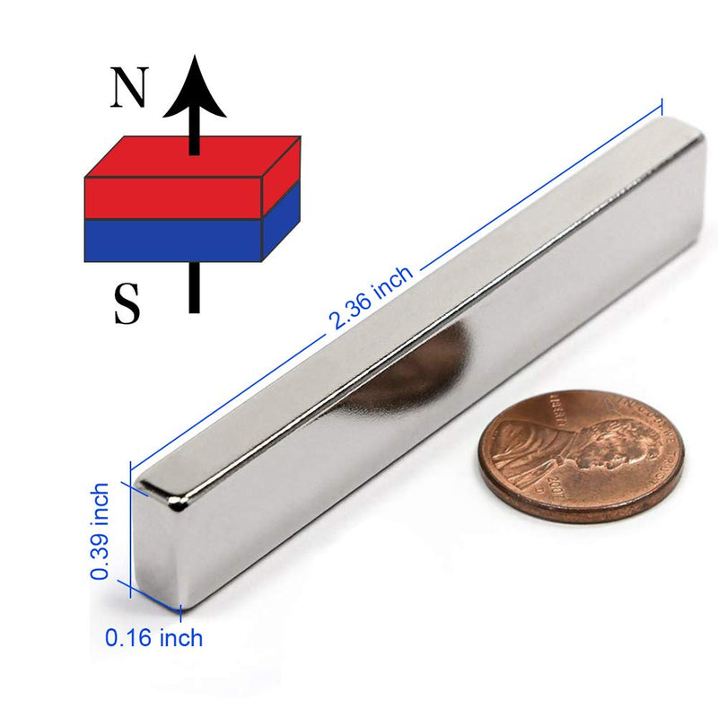 Neodymium Bar Magnets Super Strong Neodymium Magnets with Double-Sided Adhesive for Fridge, DIY, Building, Scientific, Craft, and Office Rare Earth Magnets Small, 60 x 10 x 5mm, Pack of 6 - LeoForward Australia